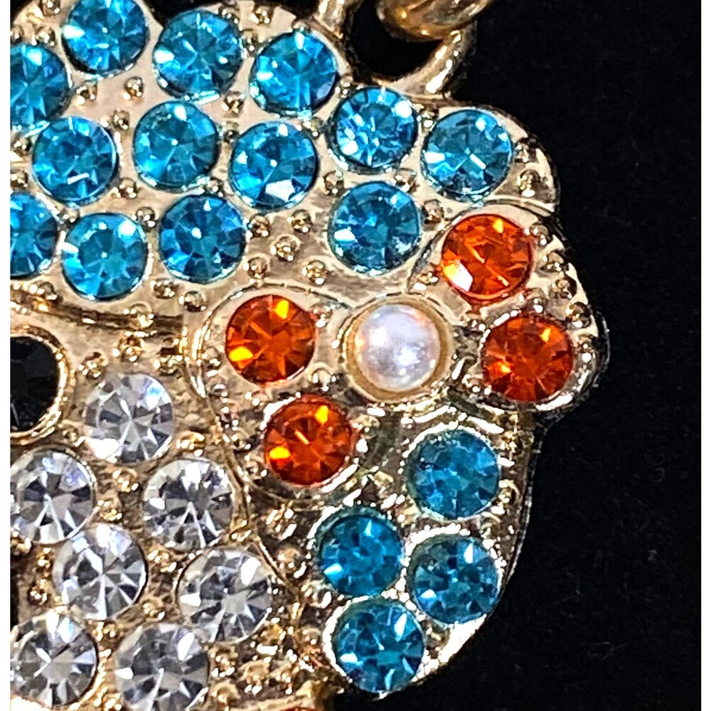 Poodle Rhinestone Keychain Bag Charm Blue Orange Multicolor Gold Tone Metal New - Picture 5 of 7